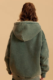 345G Fleece Washed Distressd Hoodie