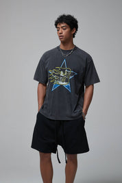 Five-pointed Star Print Men T-Shirt