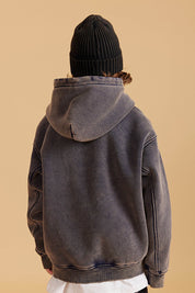 345G Fleece Washed Distressd Hoodie