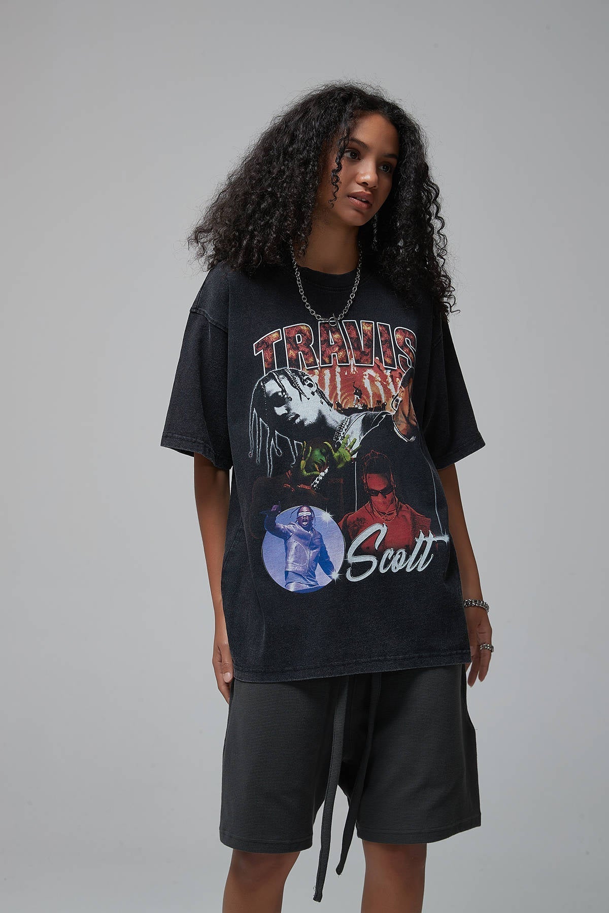 Travis Scott Distressed Print Women T-Shirt