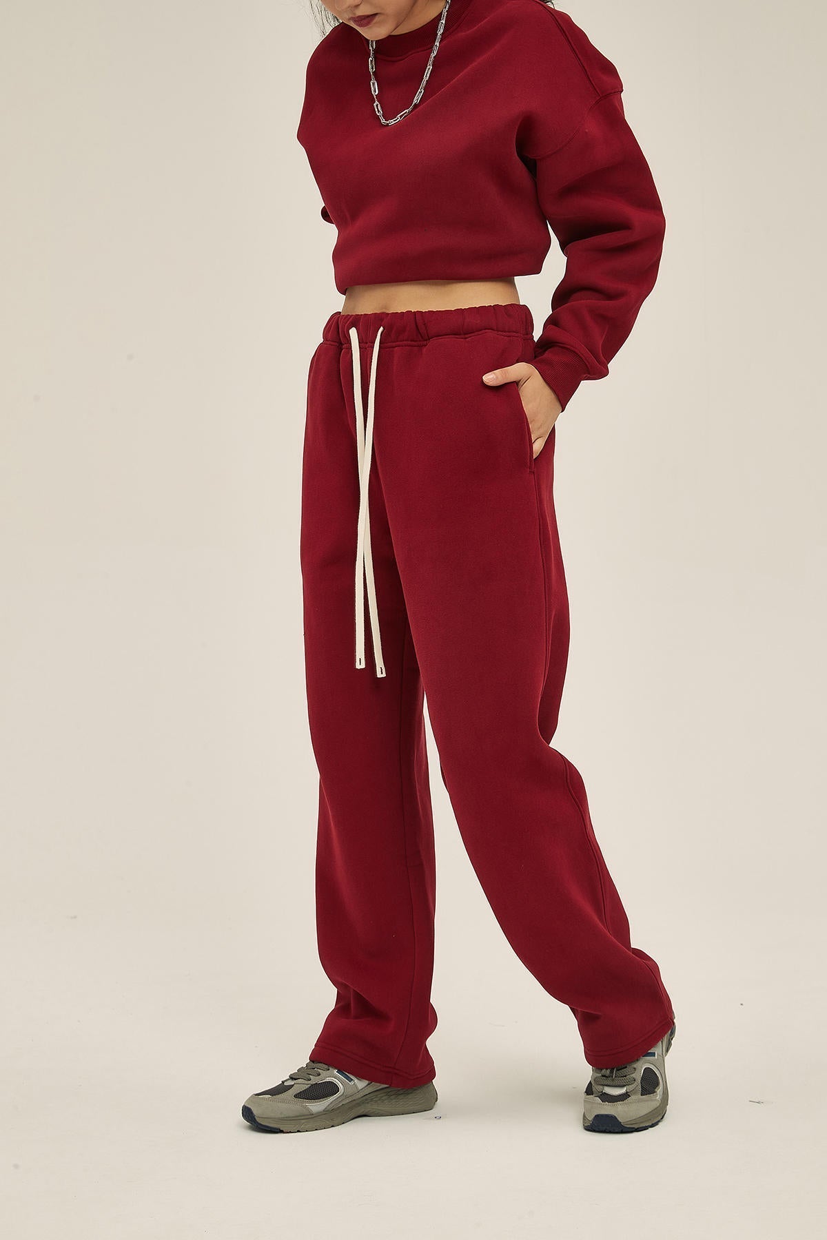 350G Fleece Loose Sports Women Pants