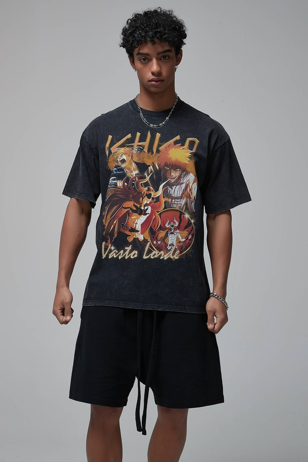 Ichigo Kurosaki Distressed Print Men T-Shirt