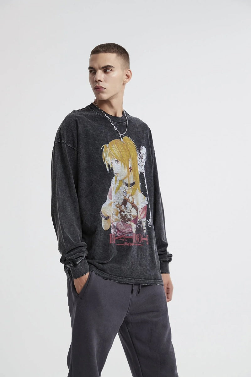 Death Note Print Men Long Sleeve T-Shirt