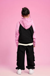 365G Color Block Cotton Kids Hoodie