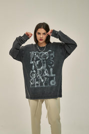 250G Retro Letter Print Women Long-Sleeved Sweatshirt