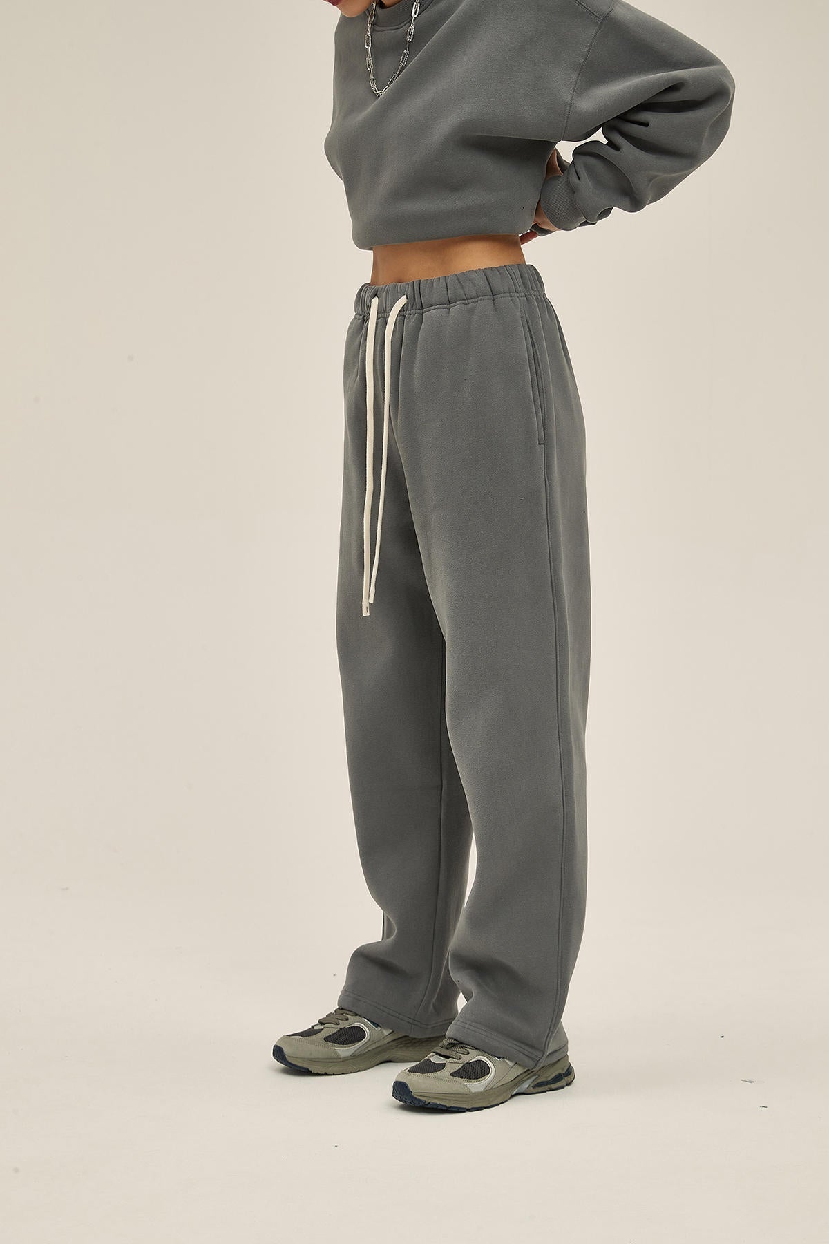 350G Fleece Loose Sports Women Pants