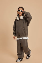 355G Fleece Washed Distressed Kids Hoodie