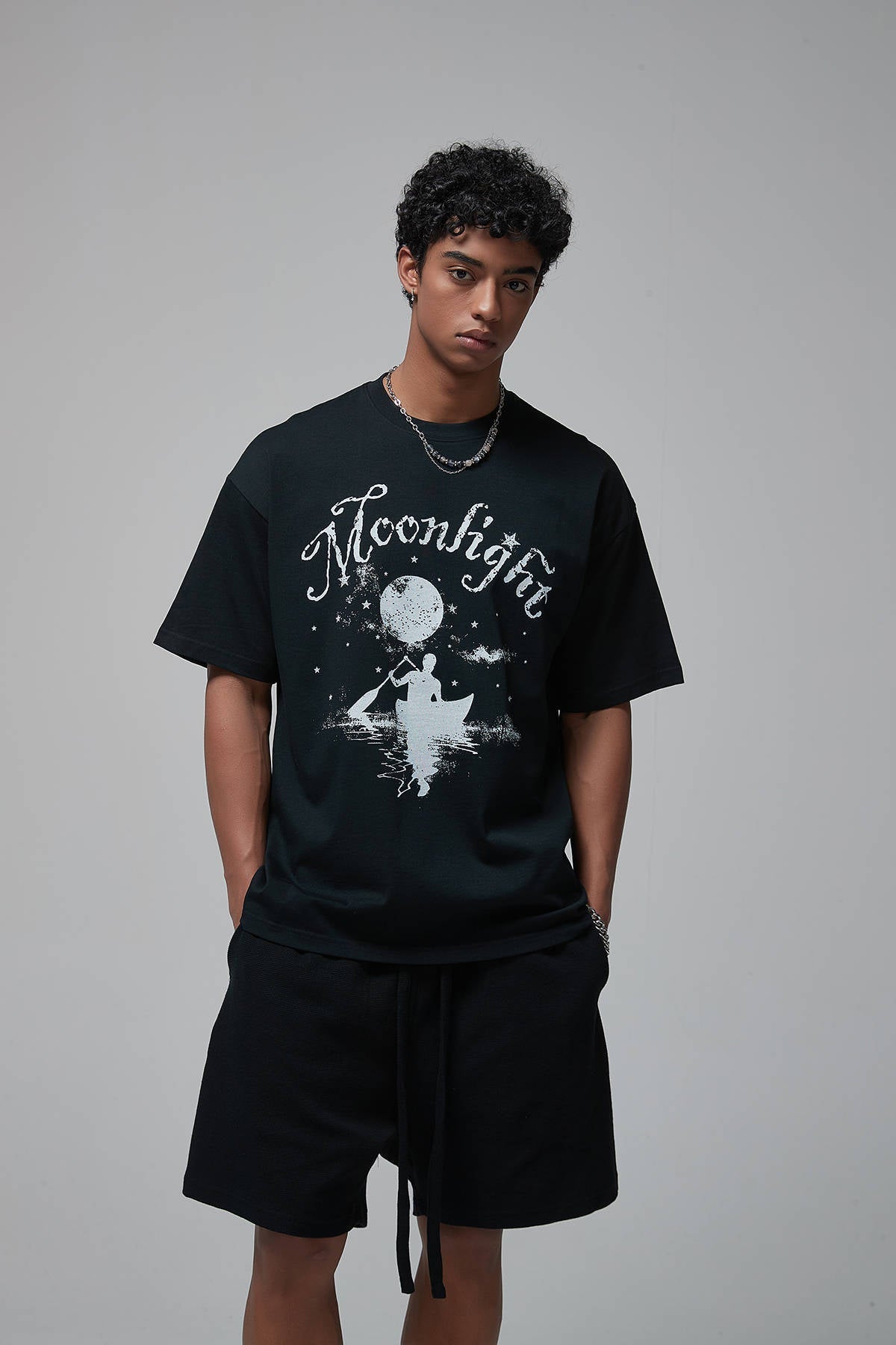 Moonlight Print Men T-Shirt