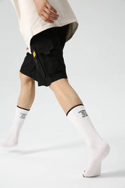 White Simple Letter Men Socks