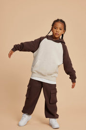 365G Color Block Cotton Kids Hoodie