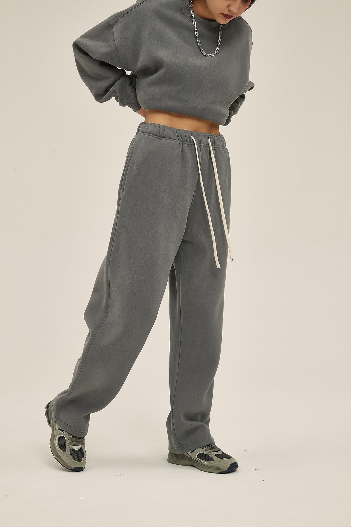 350G Fleece Loose Sports Women Pants