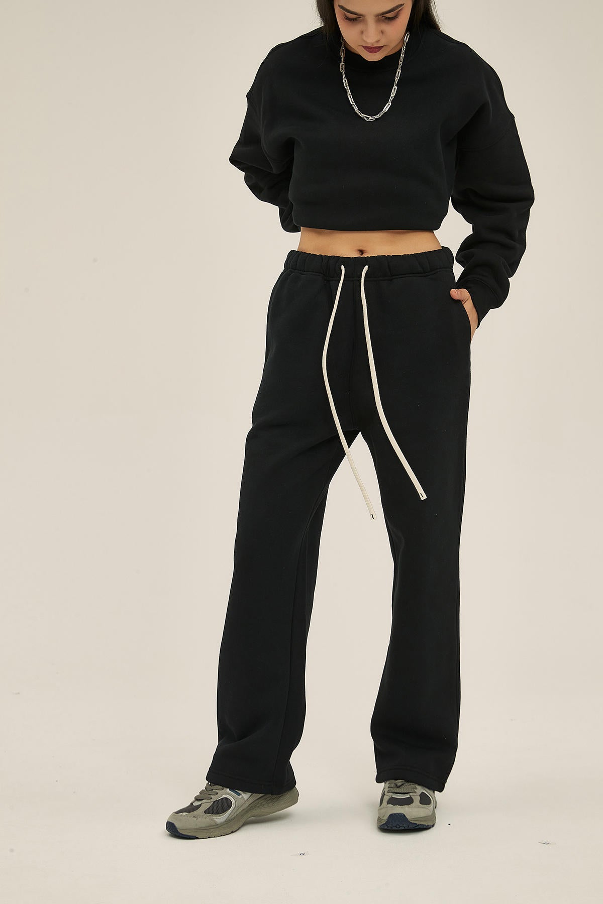 350G Fleece Loose Sports Women Pants