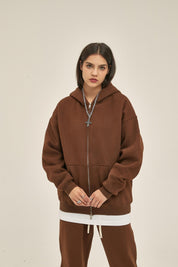 350G Fleece Zip Women Hoodie