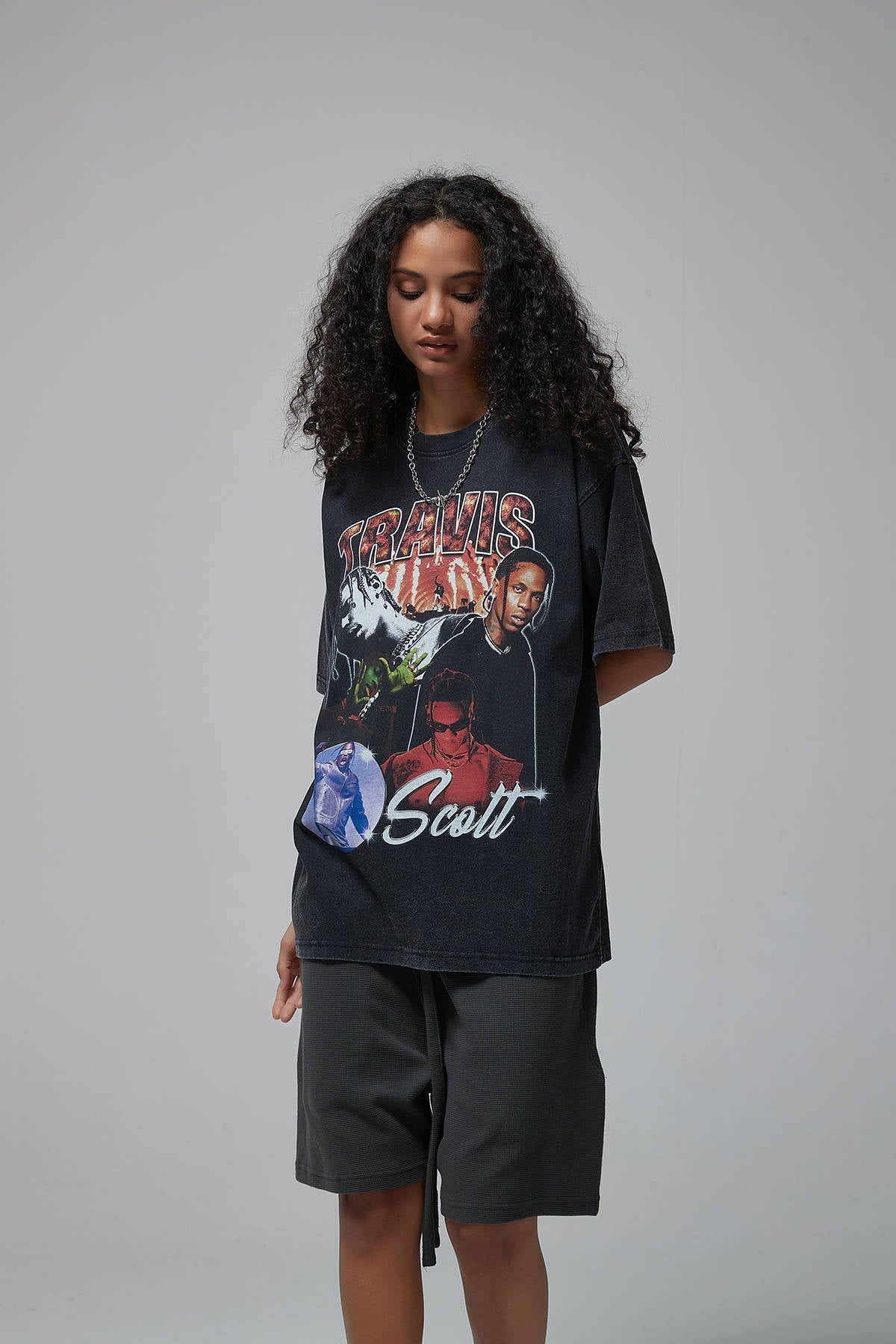 Travis Scott Distressed Print Women T-Shirt