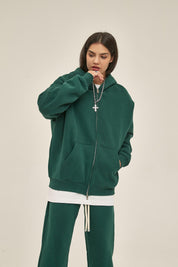 350G Fleece Zip Women Hoodie