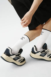 White Simple Letter Men Socks