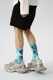 Tie Dye Printed Letter Men Socks