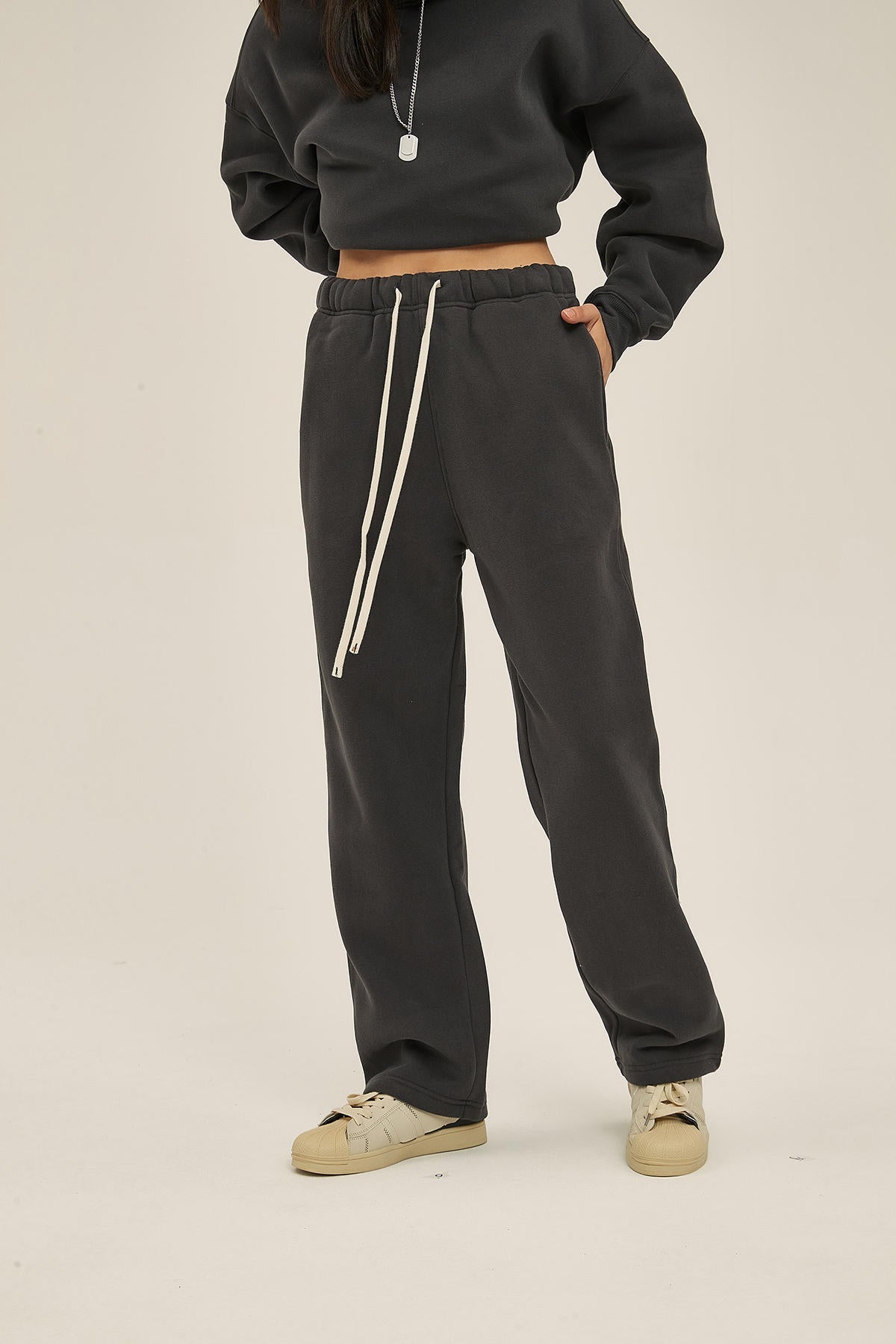 350G Fleece Loose Sports Women Pants