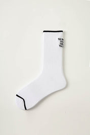 White Simple Letter Men Socks