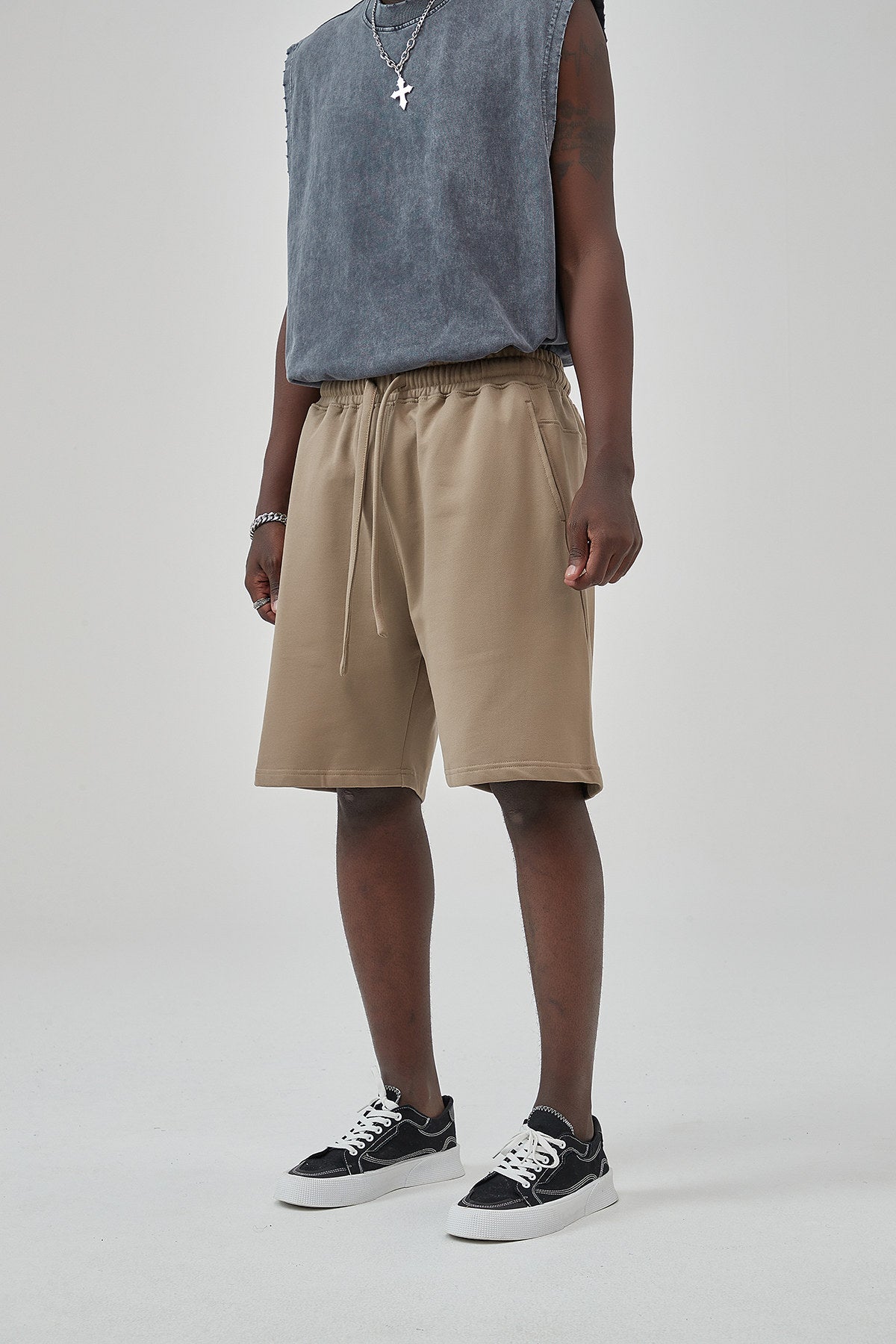 Cotton Drawstring Waist Men Shorts