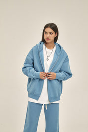 350G Fleece Zip Women Hoodie