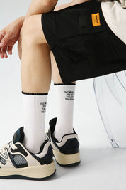 White Simple Letter Men Socks