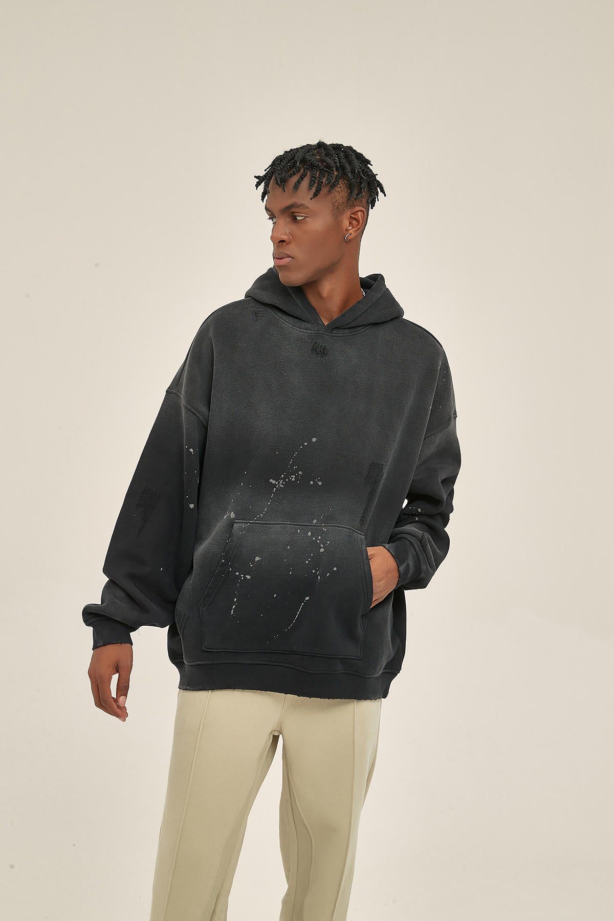 360G Dyed Distressed Men Hoodie