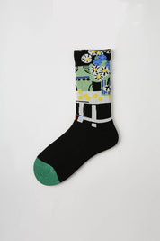 Black Abstract Pattern Women Socks