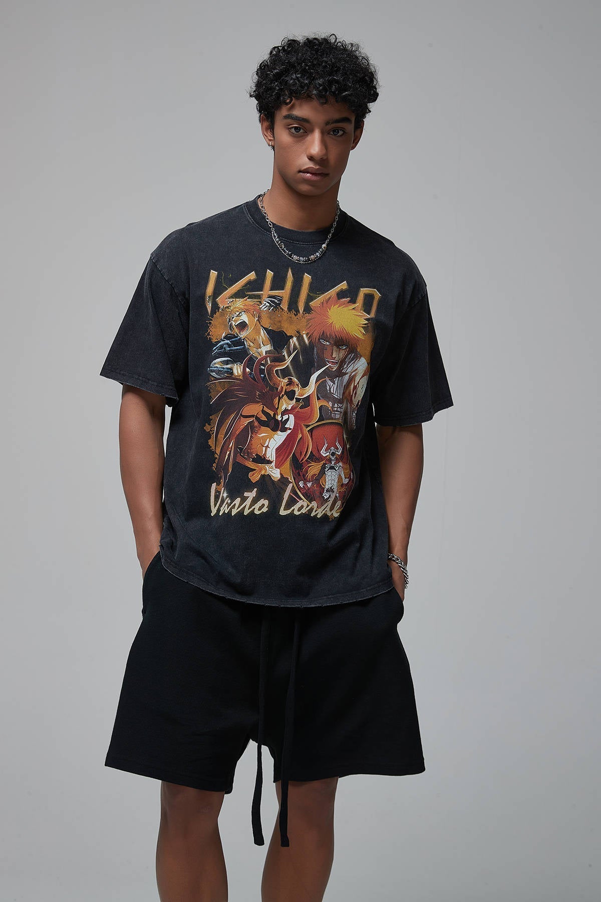 Ichigo Kurosaki Distressed Print Men T-Shirt