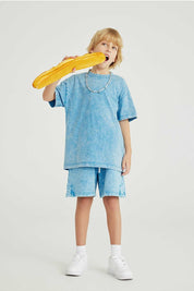 270G Washed Distressed Kids T-Shirt