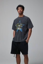 Five-pointed Star Print Men T-Shirt