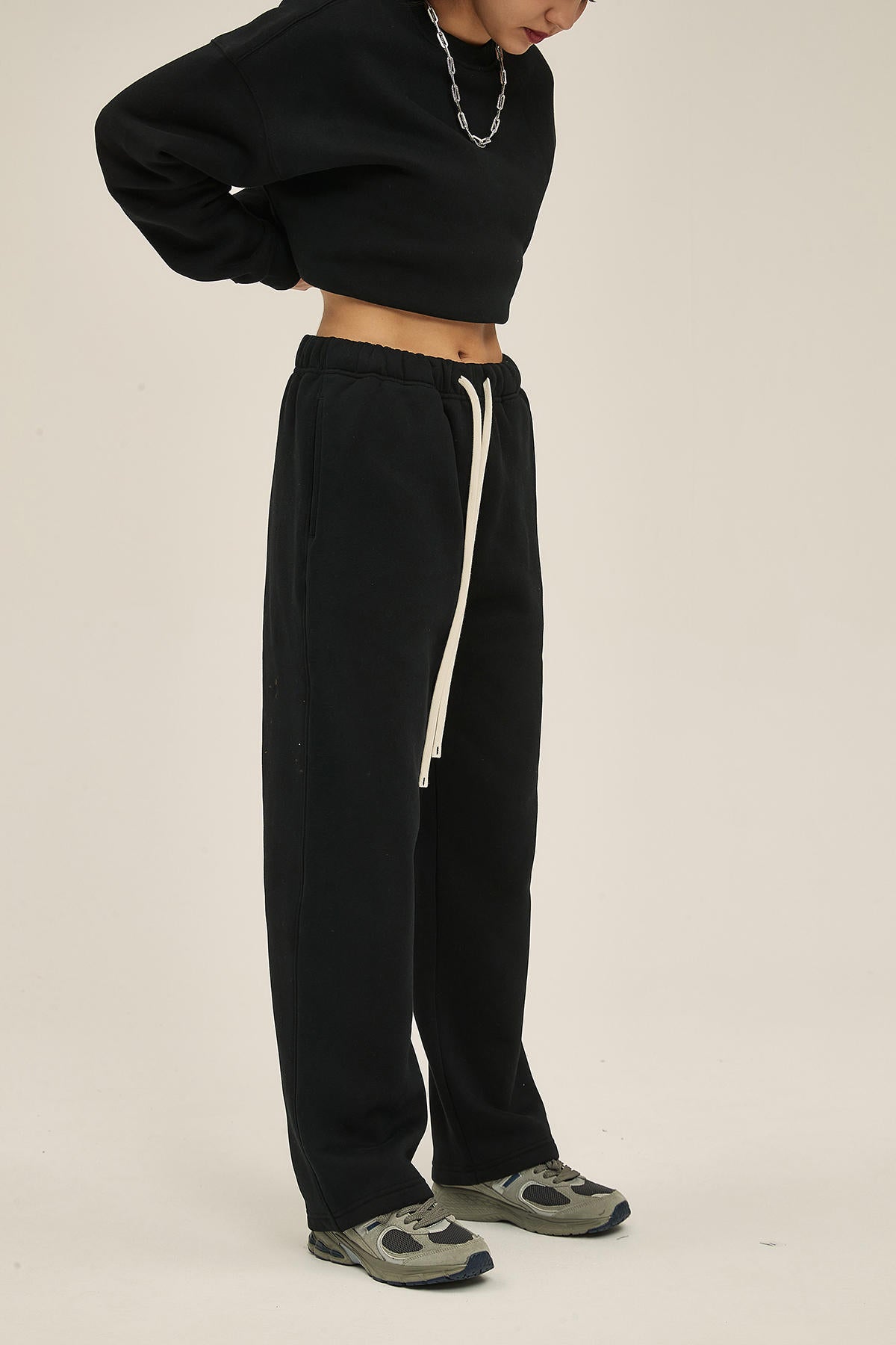 350G Fleece Loose Sports Women Pants