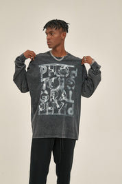 250G Retro Letter Print Men Long-Sleeved Sweatshirt