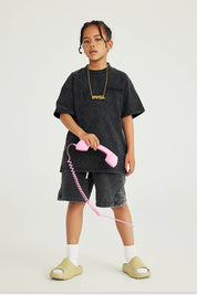 270G Letter Distressed Kids T-Shirt