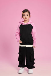 365G Color Block Cotton Kids Hoodie